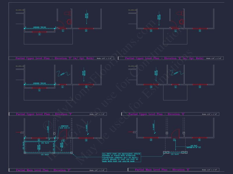 Colonial Revival house Plan - 4 Bed, 4 Bath, with CAD Designs
