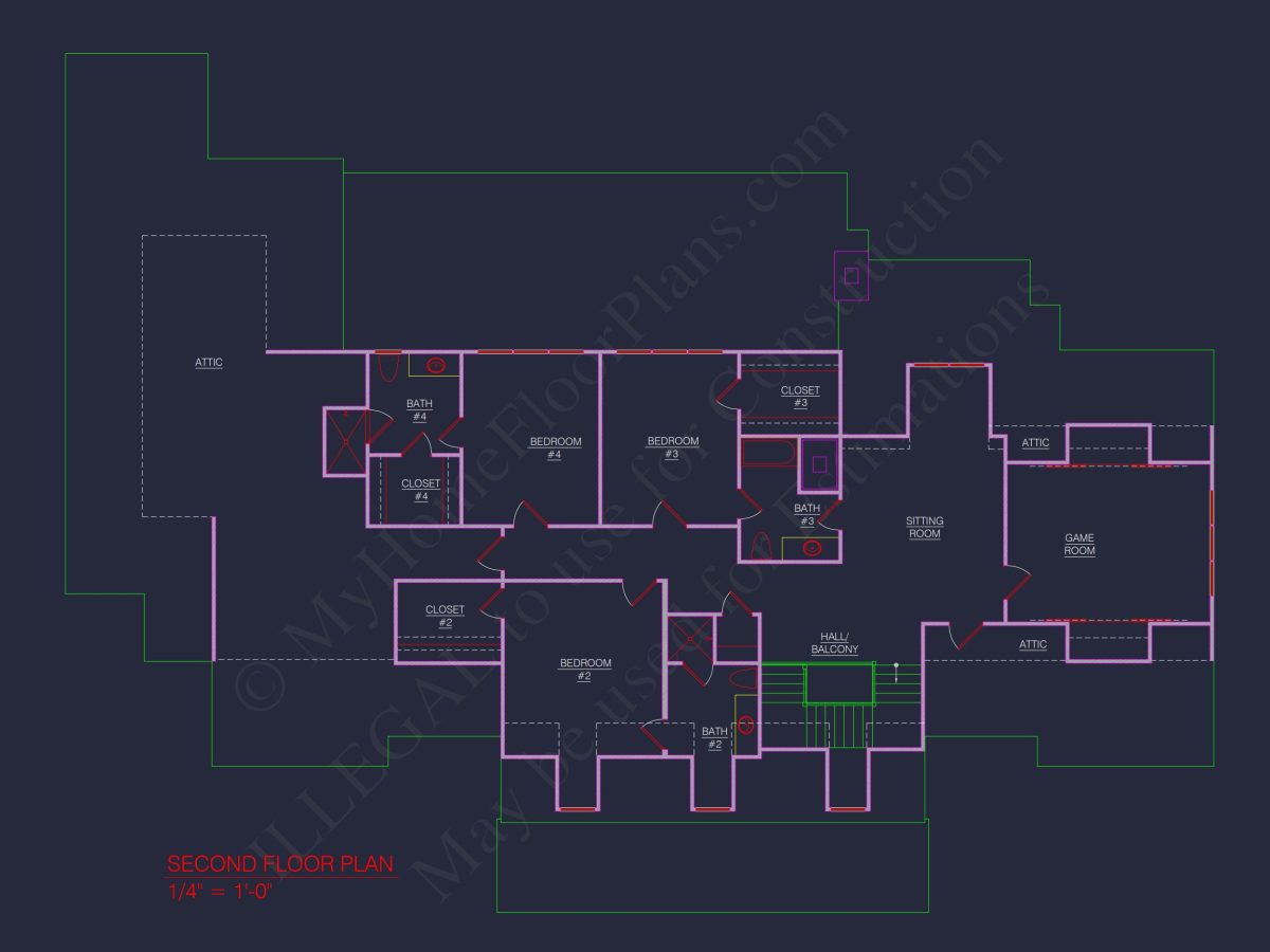 Colonial Revival house Plan: Architectural Floor Designs