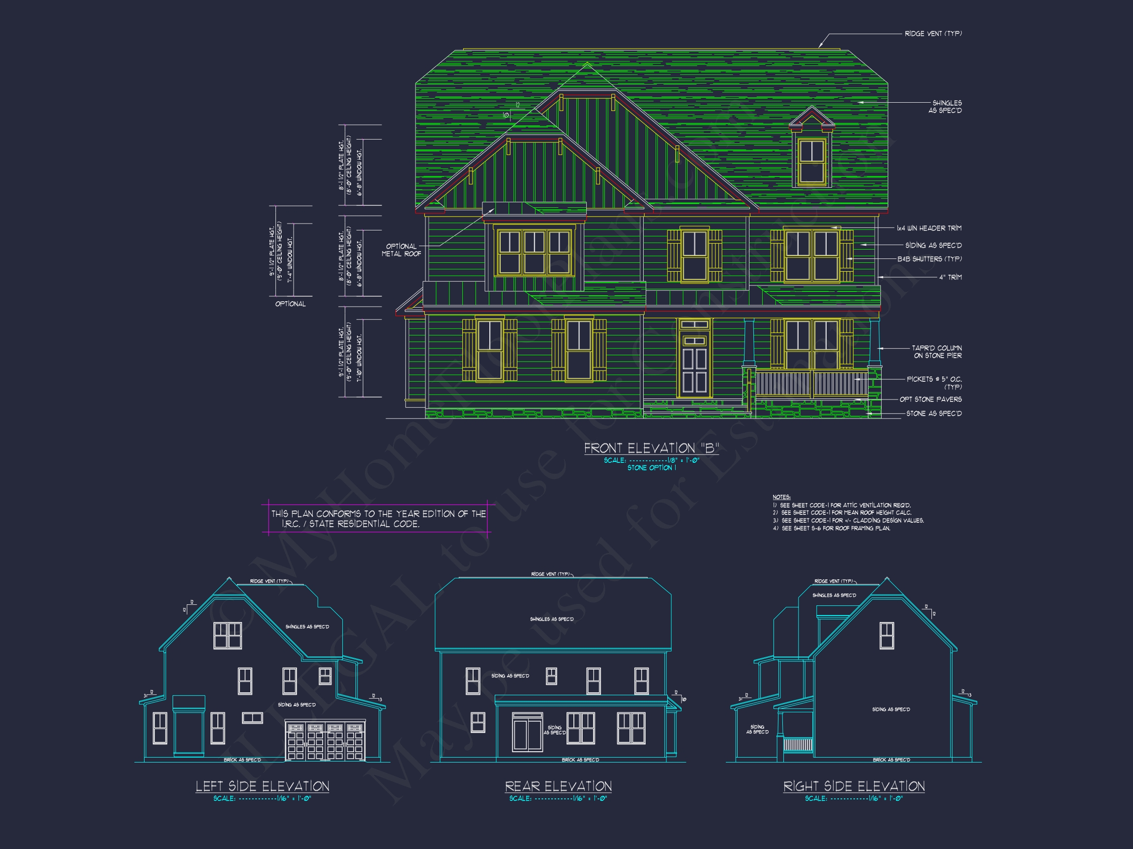 Colonial Revival Home Plan With 2-Story Floor Plan Design