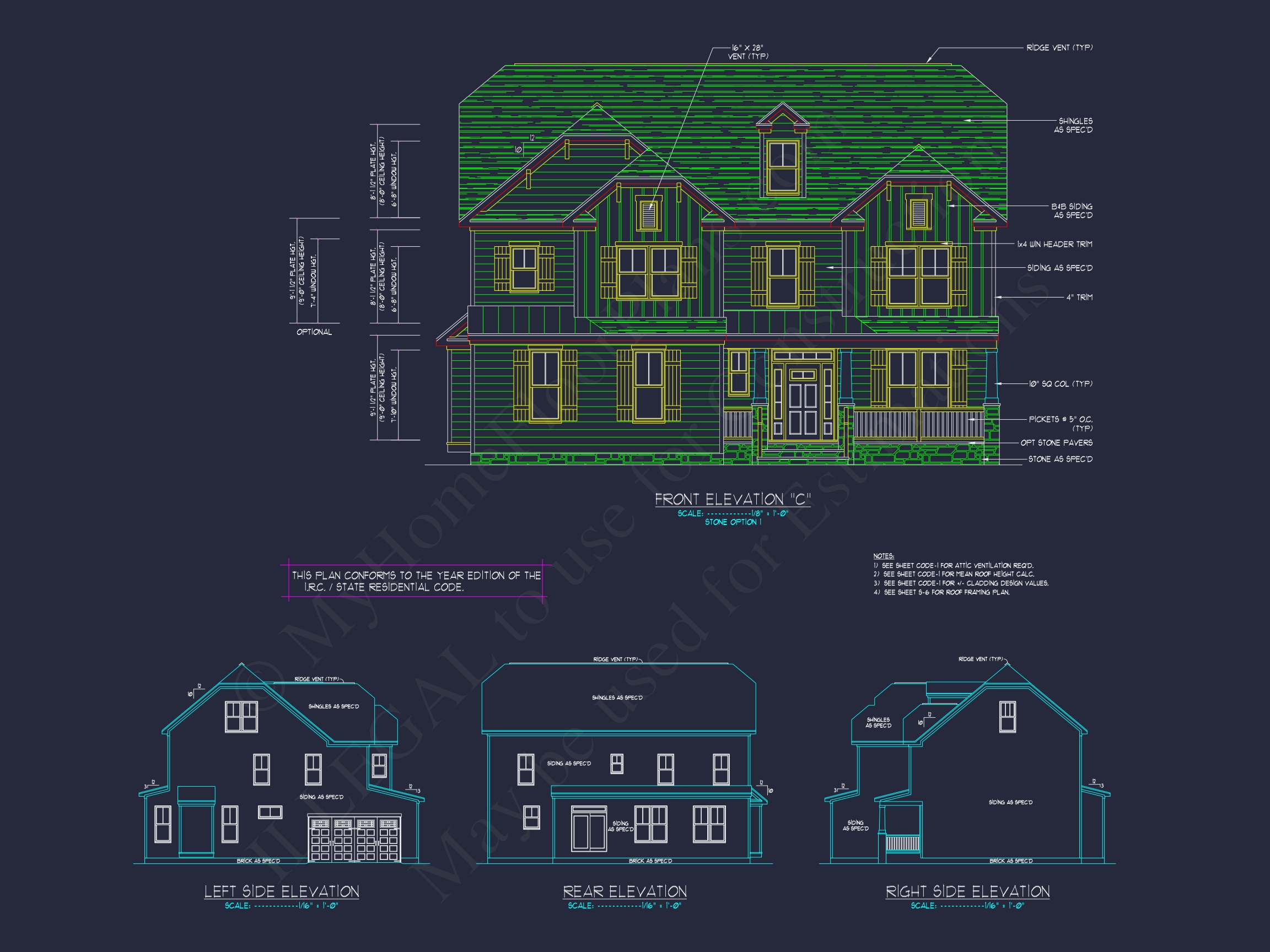 Colonial Revival Home Plan With 2-Story Floor Plan Design