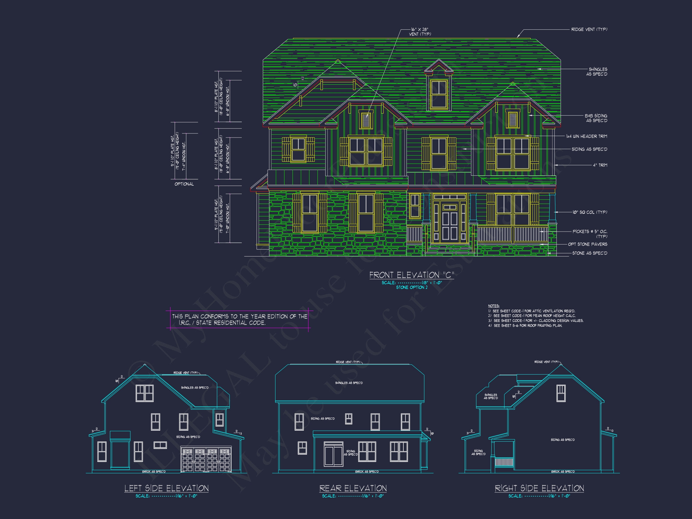 Colonial Revival Home Plan With 2-Story Floor Plan Design