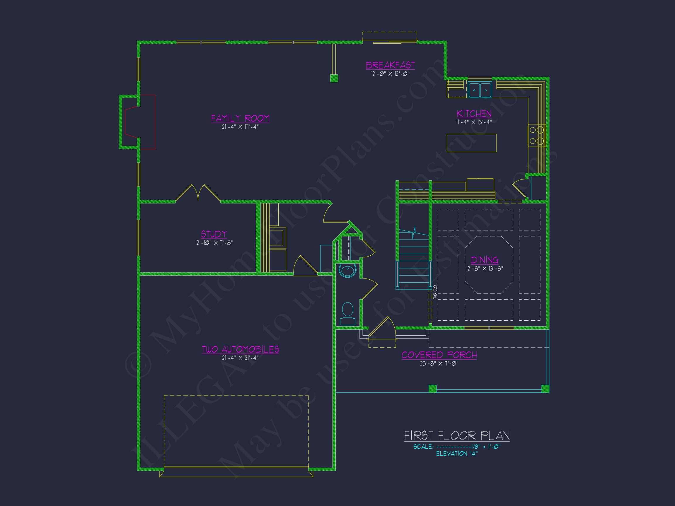 Colonial Revival Home Plan With 2-Story Floor Plan Design