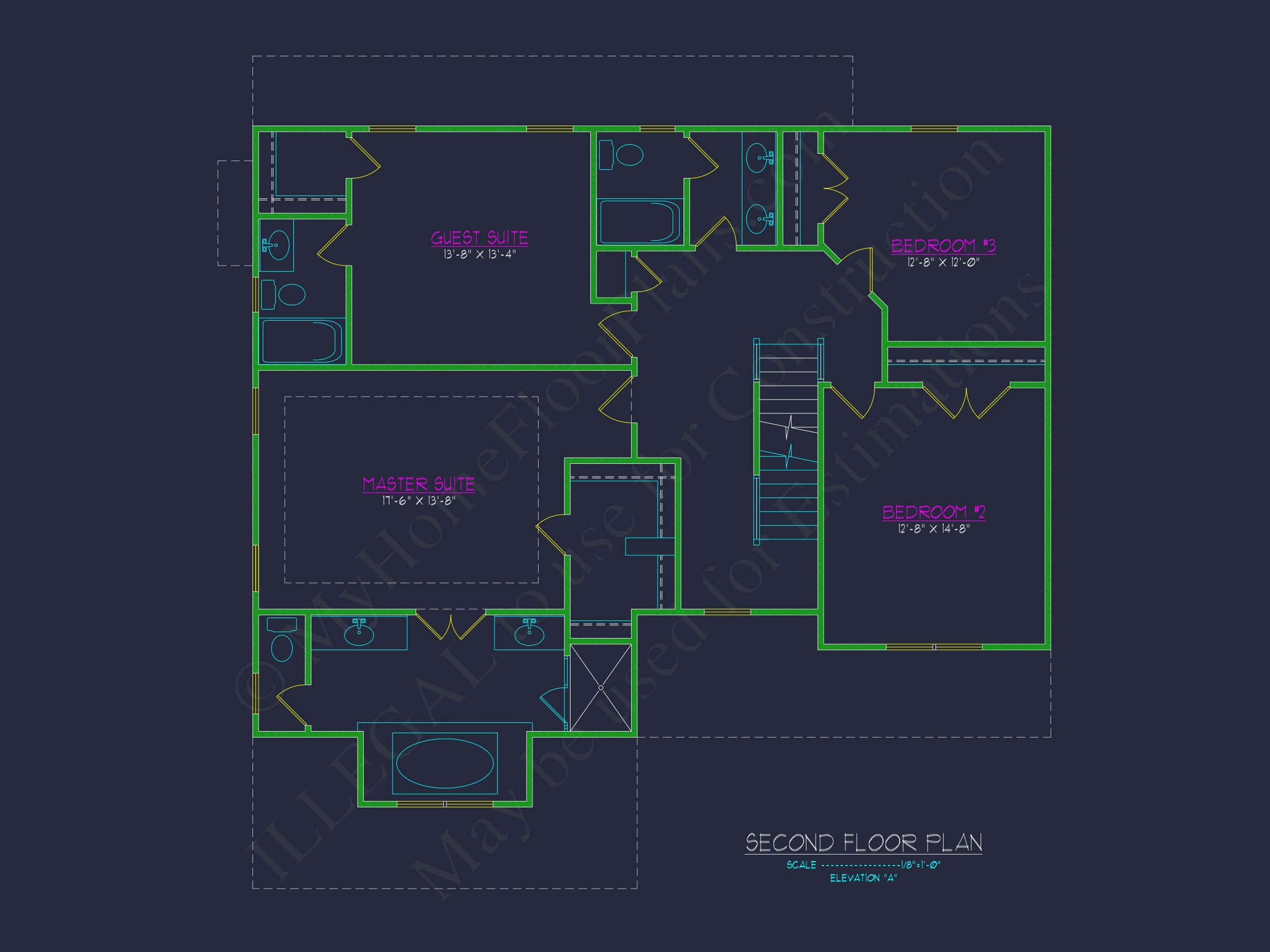 Colonial Revival Home Plan With 2-Story Floor Plan Design