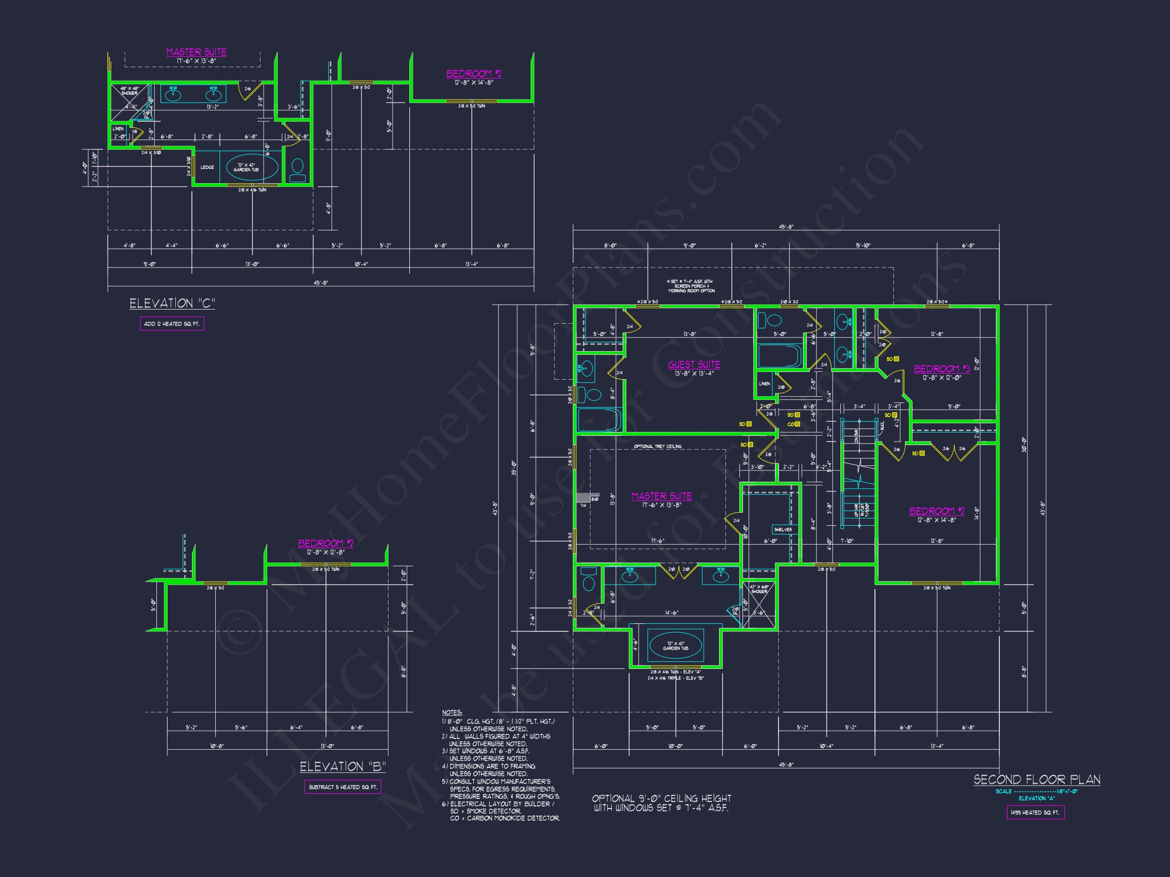 Colonial Revival Home Plan With 2-Story Floor Plan Design