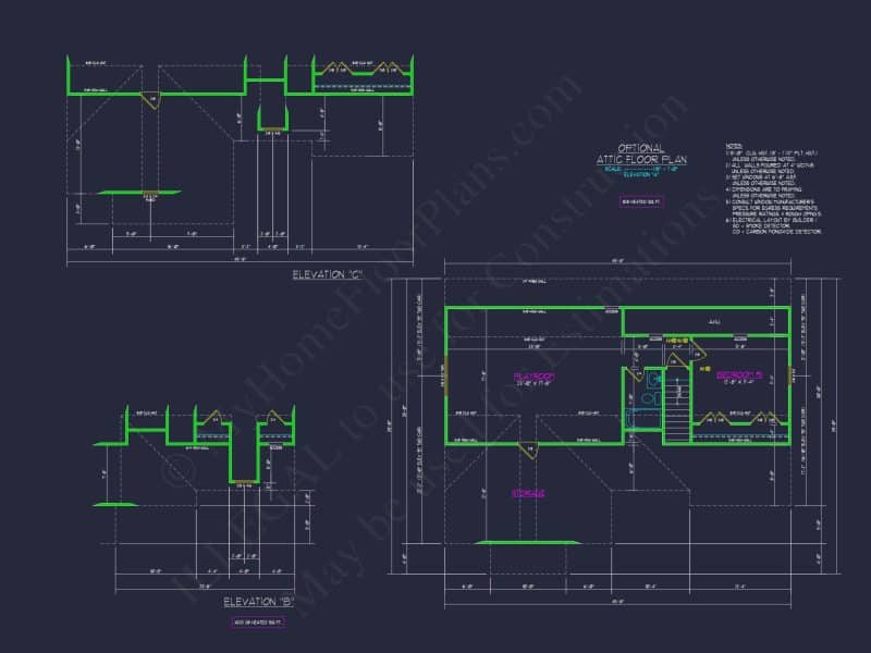 Colonial Revival house Plan With 2-Story Floor Plan Design