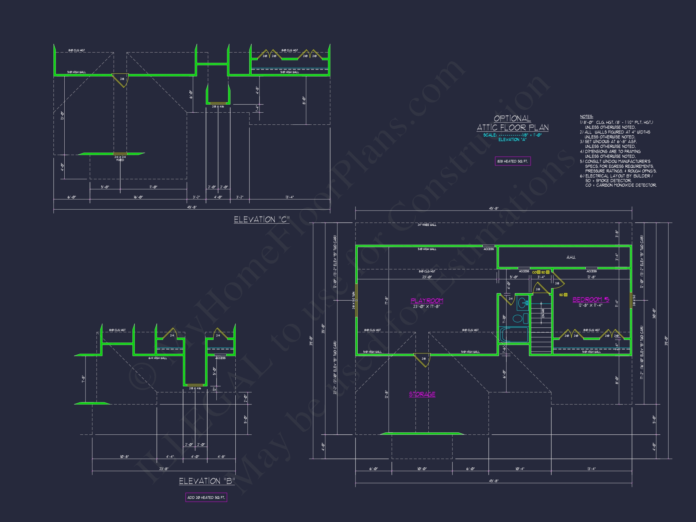 Colonial Revival Home Plan With 2-Story Floor Plan Design