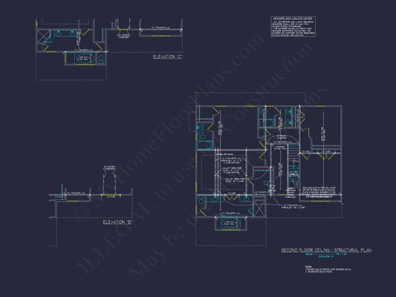 Colonial Revival house Plan With 2-Story Floor Plan Design