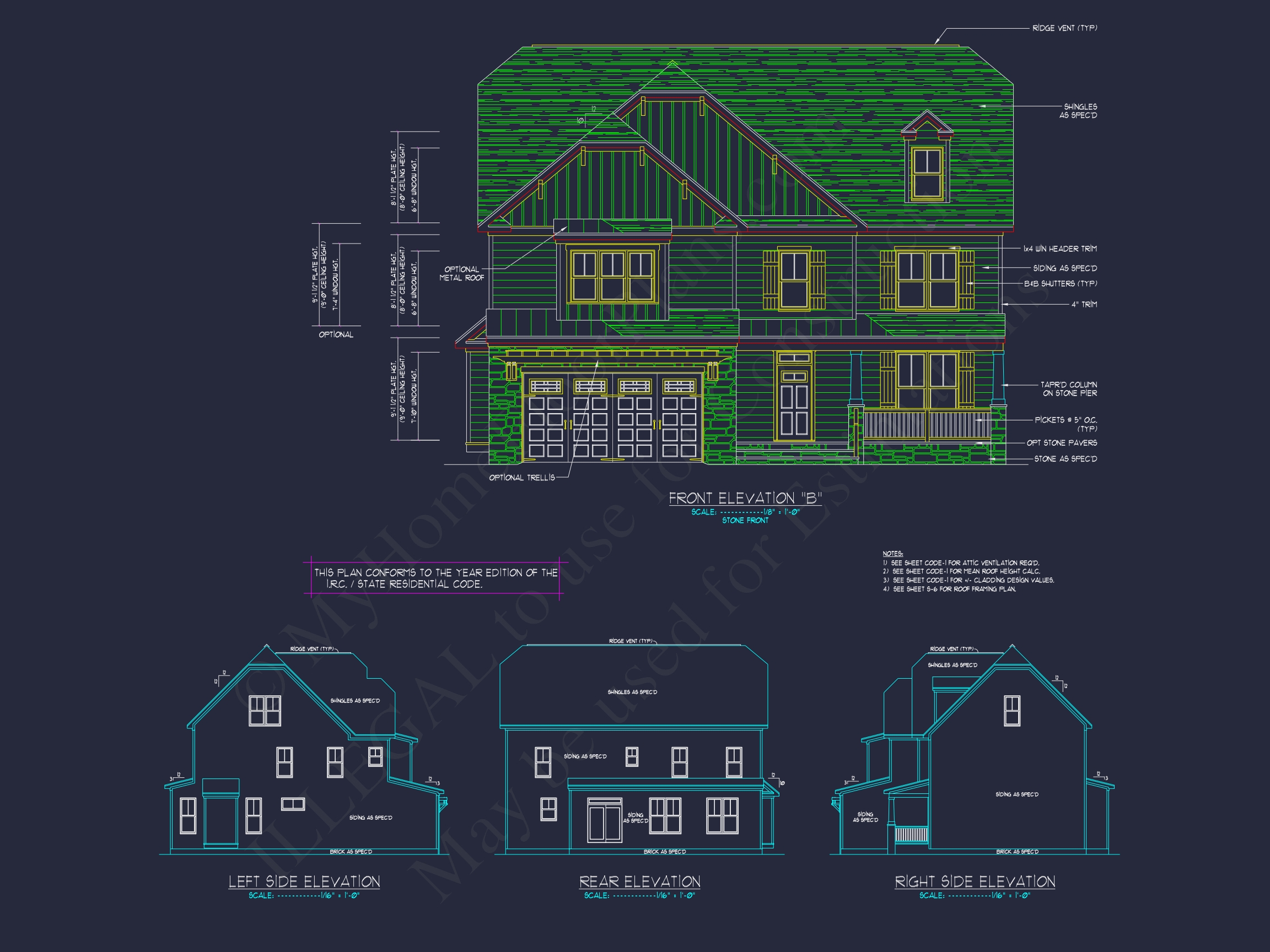 Colonial Revival Home Plan With 2-Story Floor Plan Design