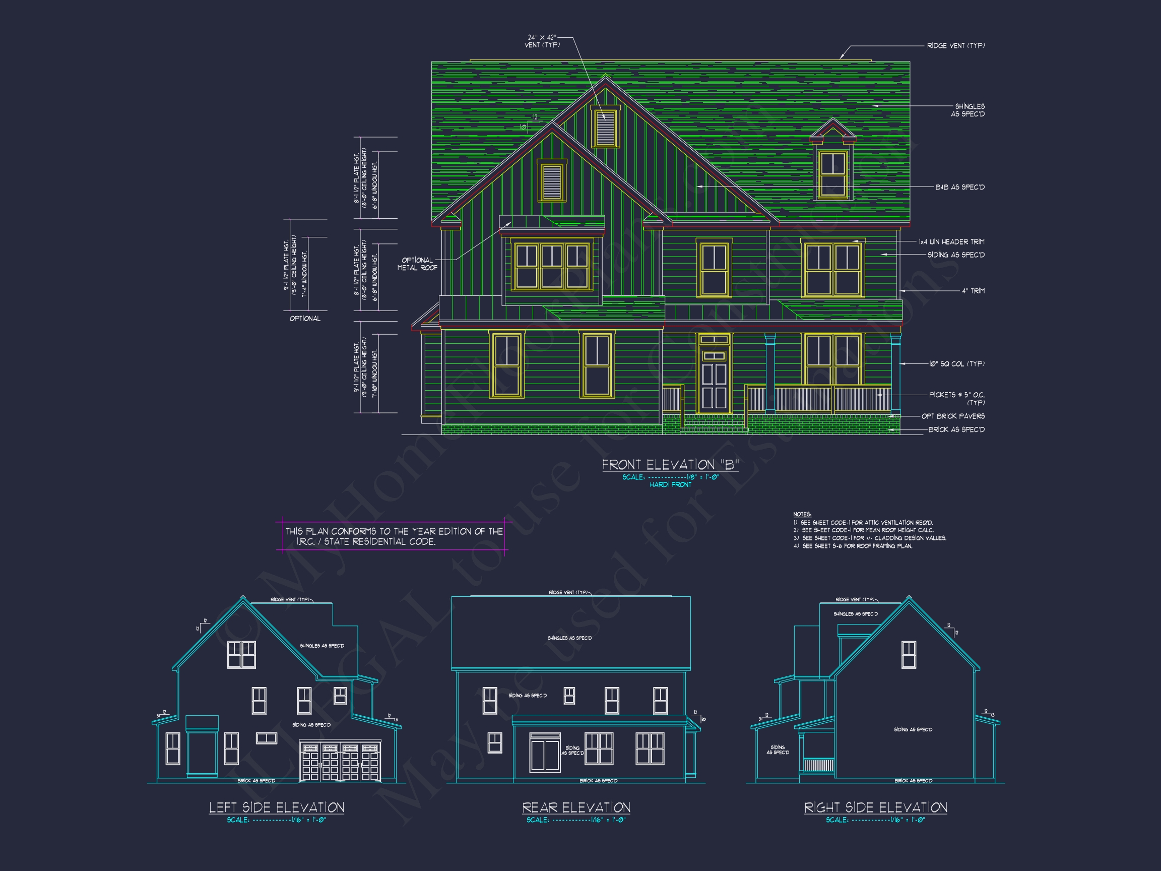 Colonial Revival Home Plan With 2-Story Floor Plan Design