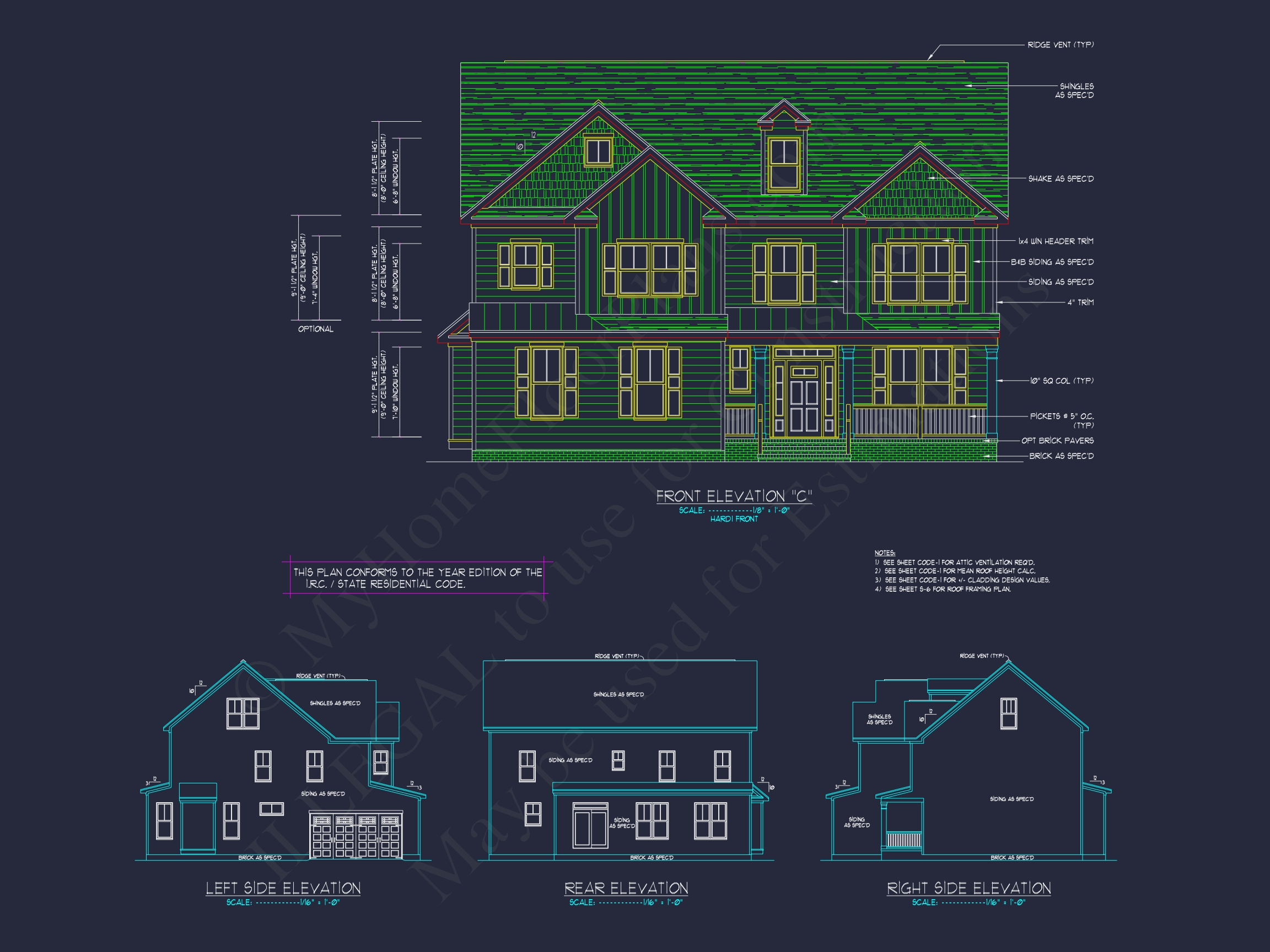 Colonial Revival Home Plan With 2-Story Floor Plan Design