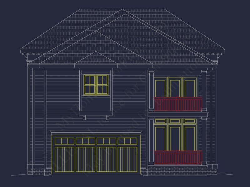 Colonial Revival house Plan with 5 Beds, CAD Floor Designs