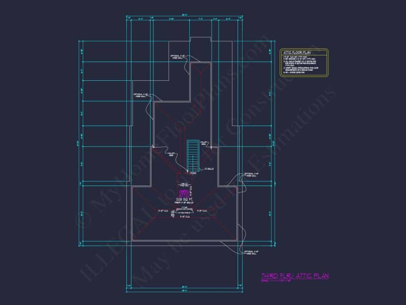 Colonial Revival house Plan with 5 Beds, CAD Floor Designs