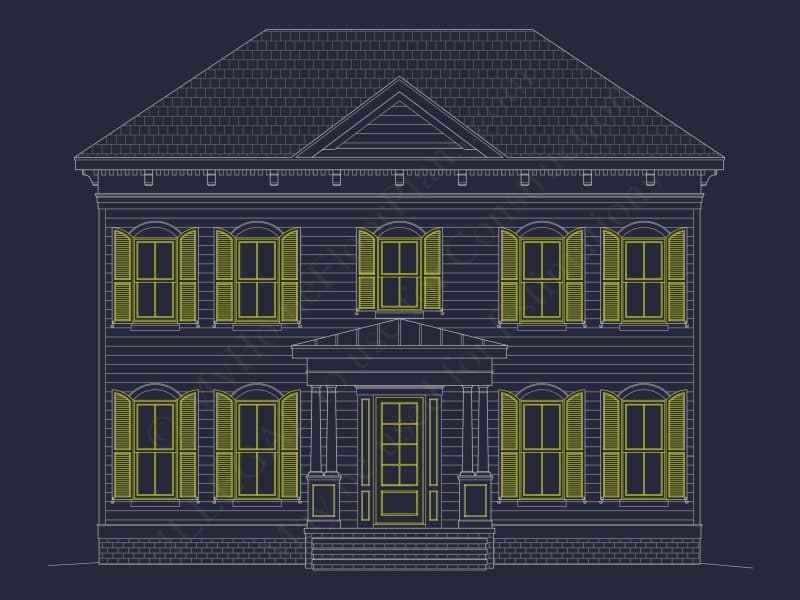 Colonial Revival house Plan with 5 Beds, CAD Floor Designs