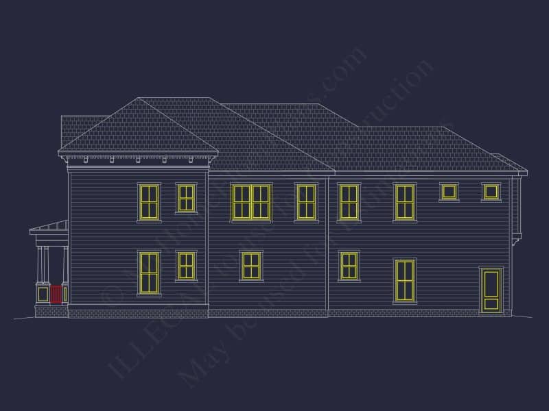 Colonial Revival house Plan with 5 Beds, CAD Floor Designs