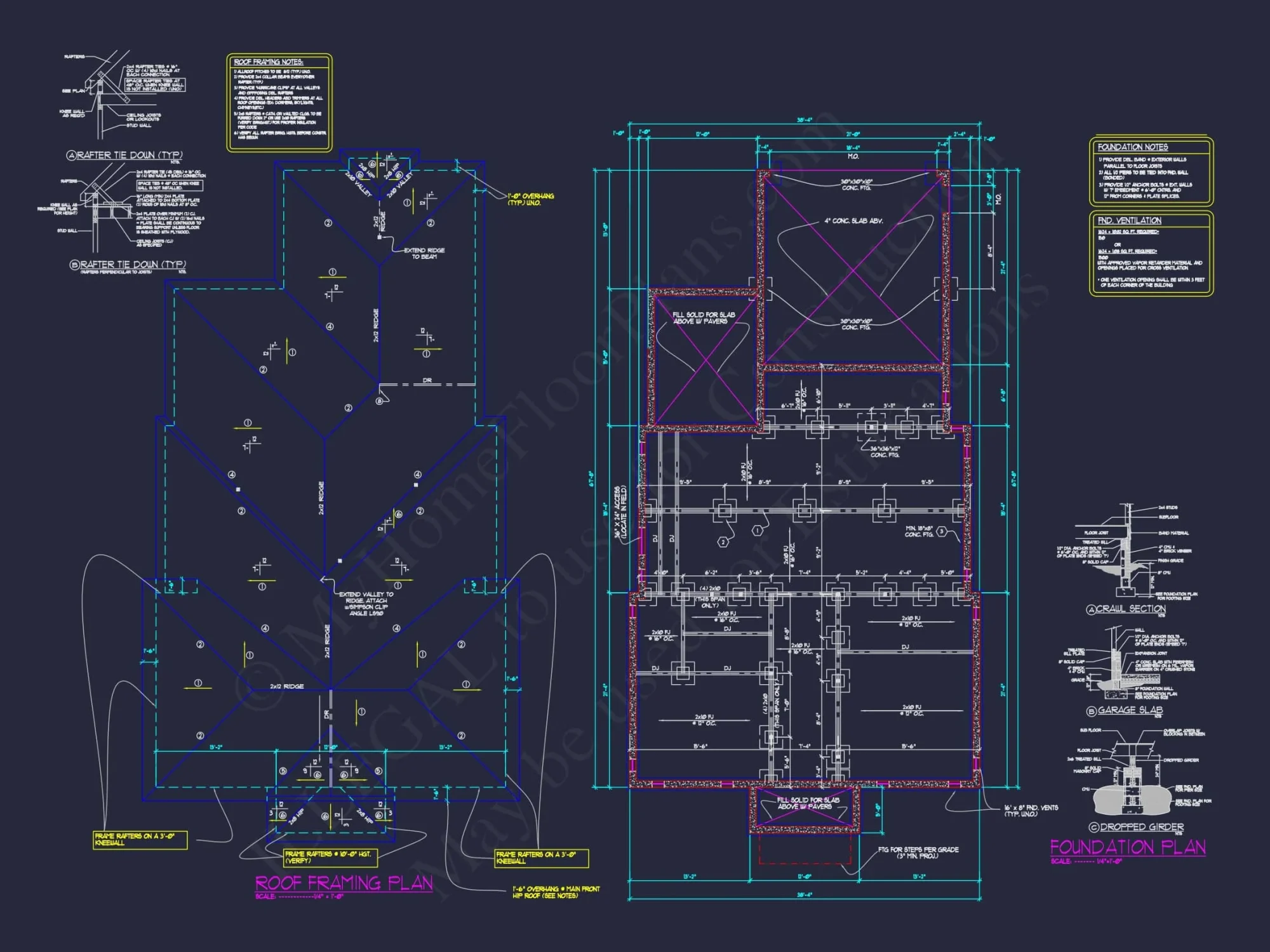 Colonial Revival house Plan with 5 Beds, CAD Floor Designs