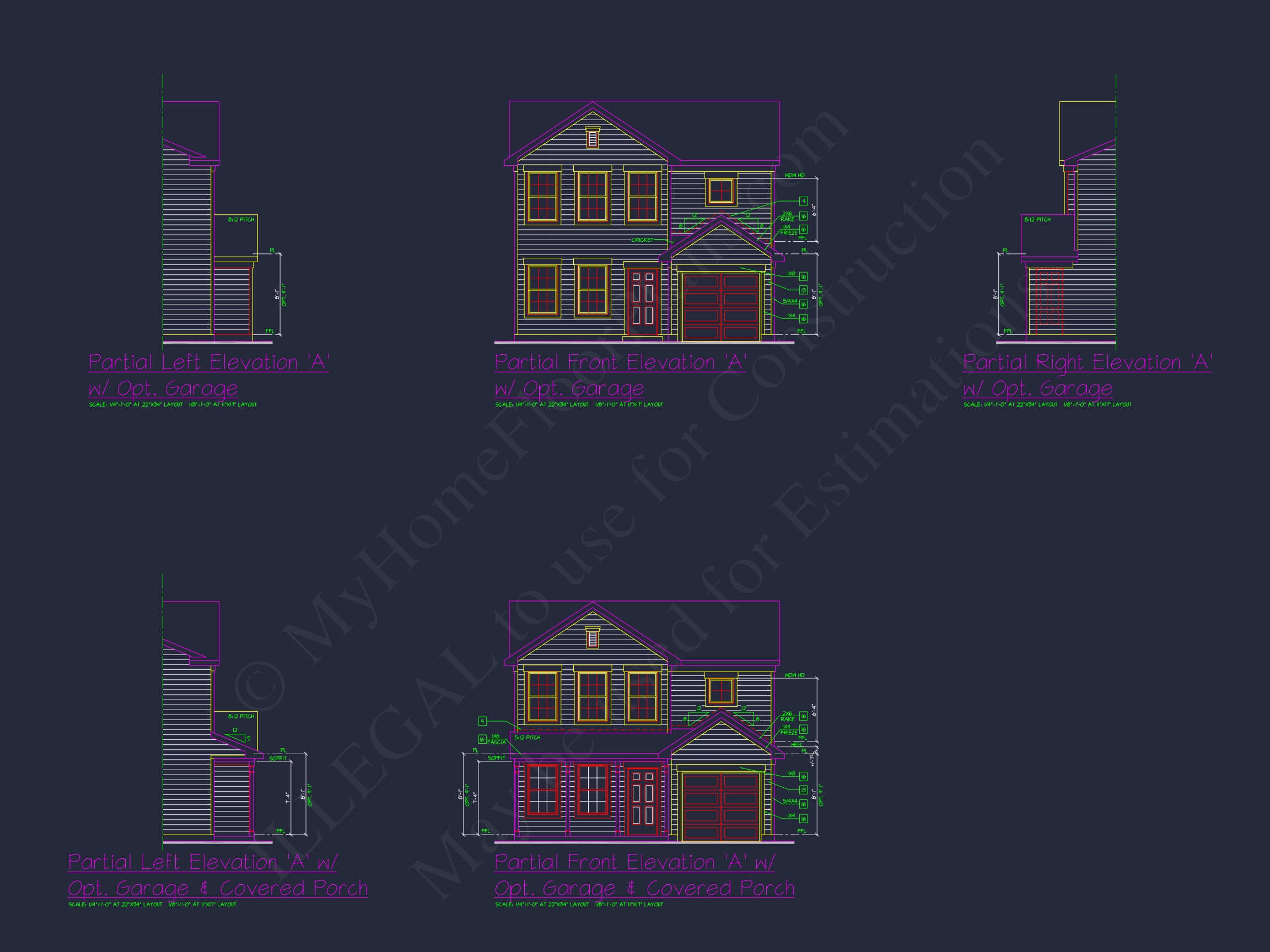 Colonial Revival Home Plan with CAD Blueprint and Design