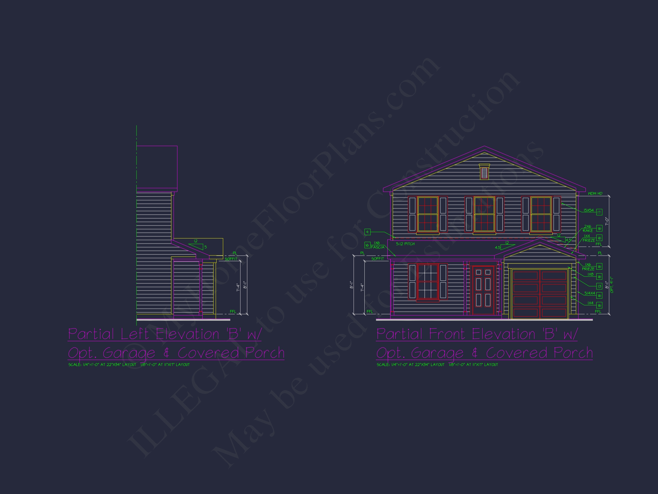 Colonial Revival Home Plan with CAD Blueprint and Design