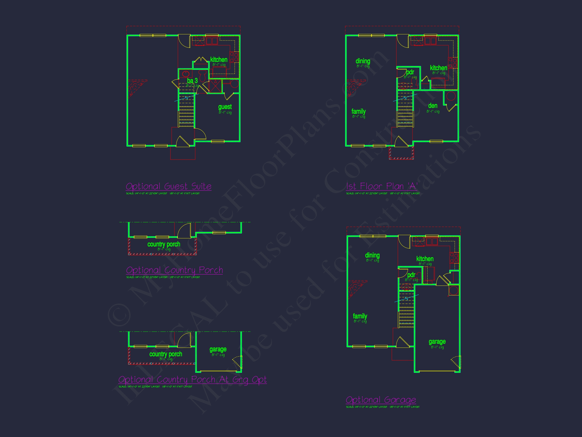 Colonial Revival Home Plan with CAD Blueprint and Design