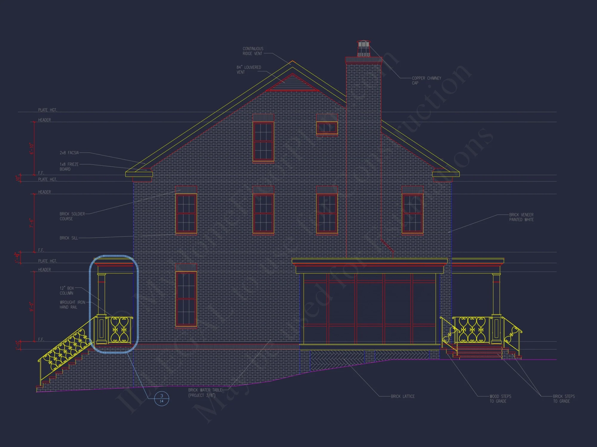 Colonial Revival house Plan with Floor Plans & CAD Designs