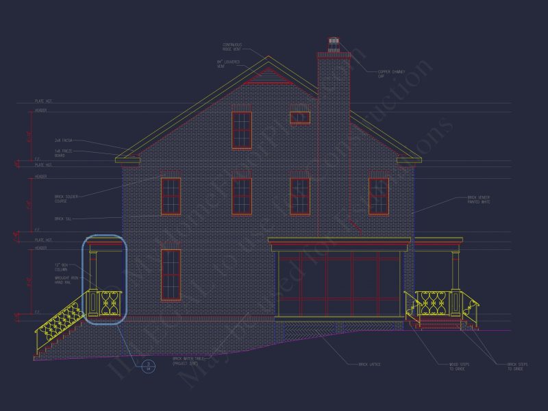 Colonial Revival house Plan with Floor Plans & CAD Designs