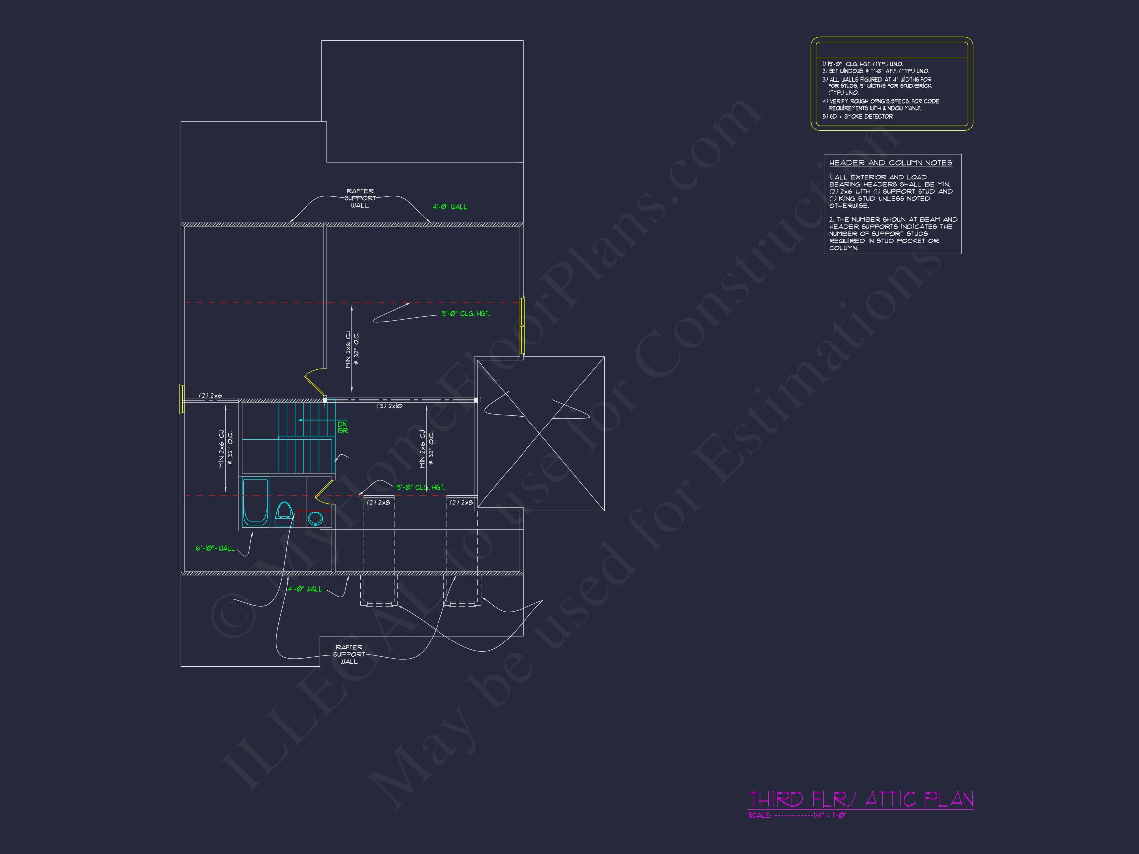 Colonial Revival house Plan with Full Blueprint and CAD Design