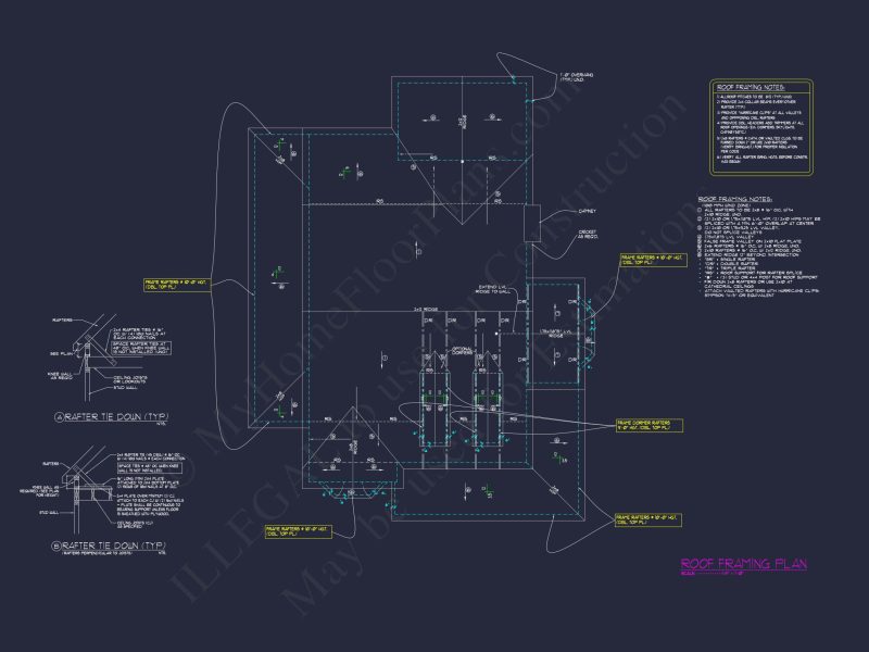 Colonial Revival house Plan with Full Blueprint and CAD Design