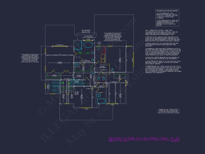 Colonial Revival house Plan with Spacious Design and CAD Blueprint