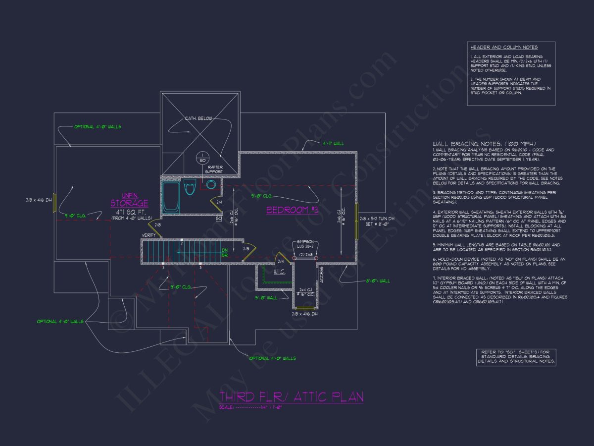 Colonial Revival house Plan with Spacious Design and CAD Blueprint