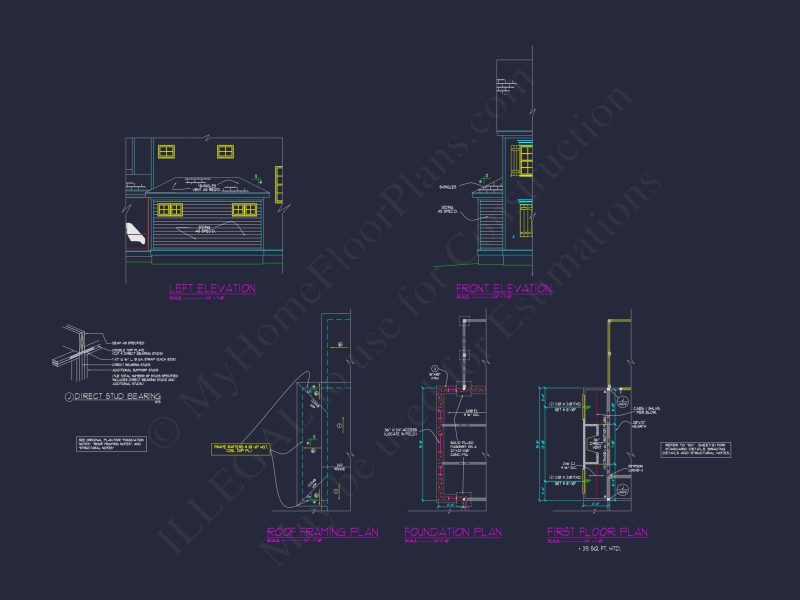 Colonial Revival house Plan with Spacious Design and CAD Blueprint