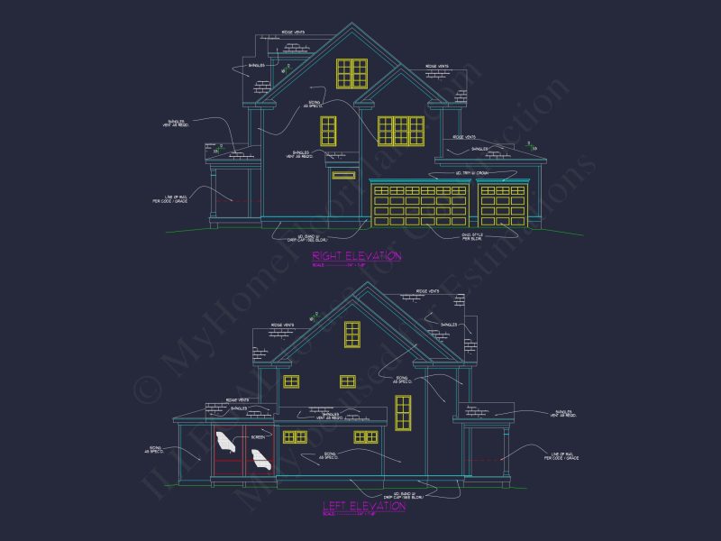 Colonial Revival house Plan with Spacious Design and CAD Blueprint