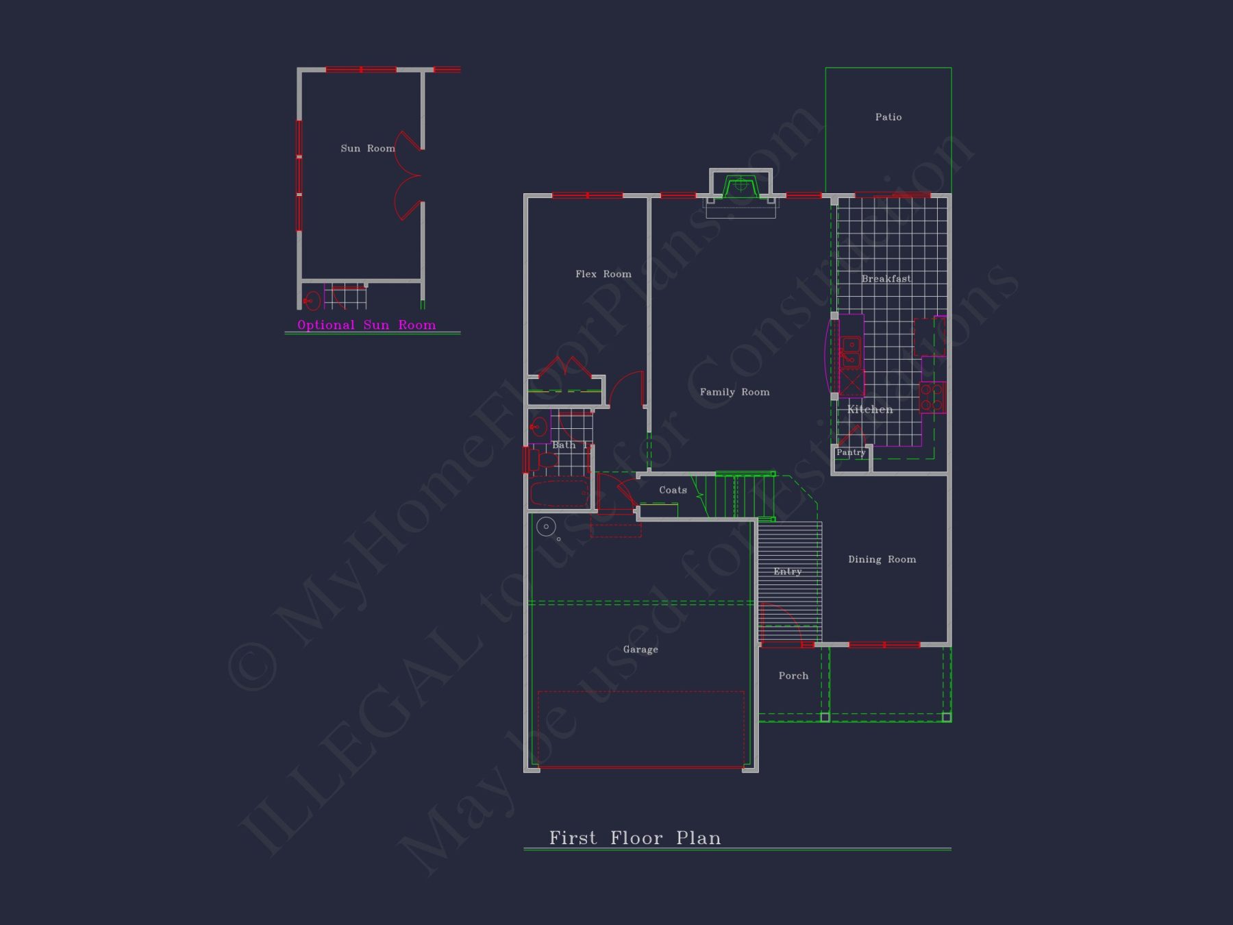 Colonial-Style 2-Story house Blueprint with 4 Bedrooms