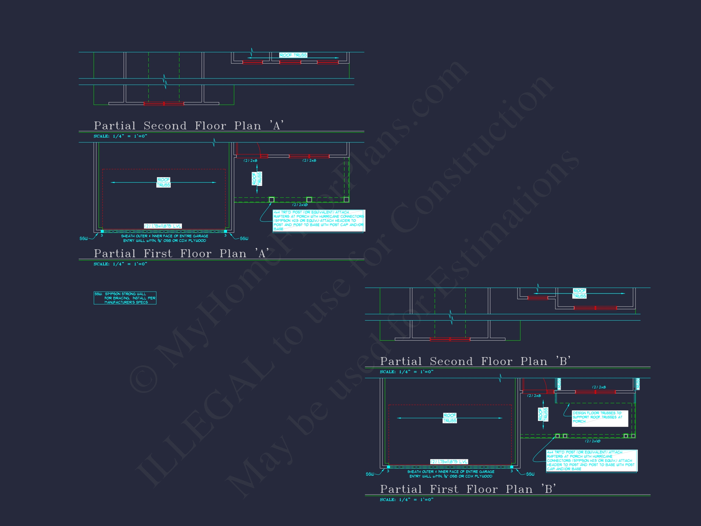 Colonial-Style 2-Story Home Blueprint with 4 Bedrooms