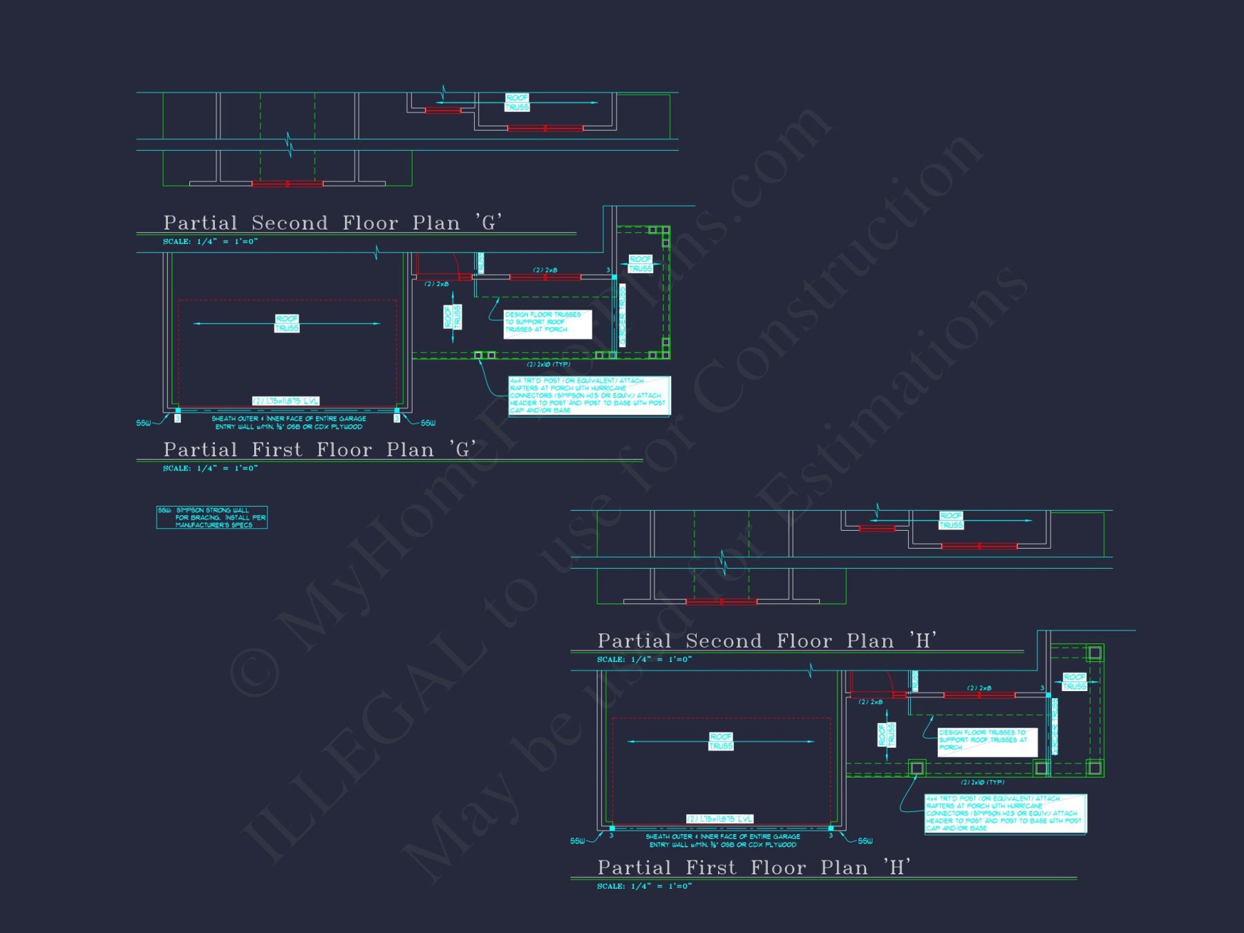 Colonial-Style 2-Story house Blueprint with 4 Bedrooms