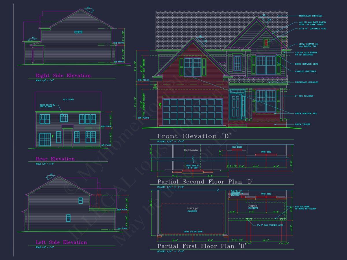 Colonial-Style 2-Story house Blueprint with 4 Bedrooms