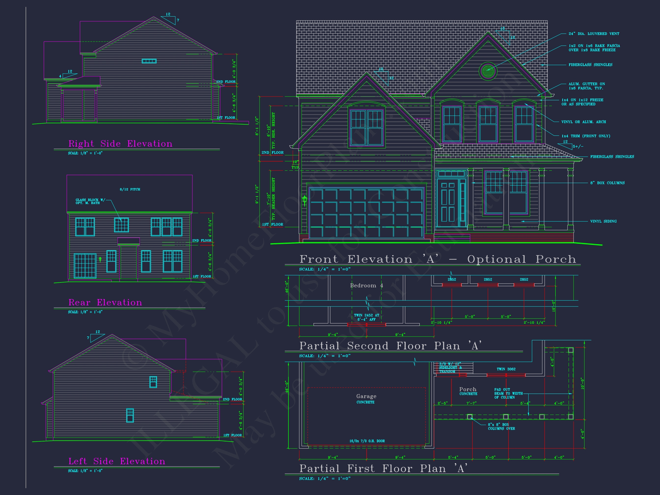 Colonial-Style 2-Story Home Blueprint with 4 Bedrooms