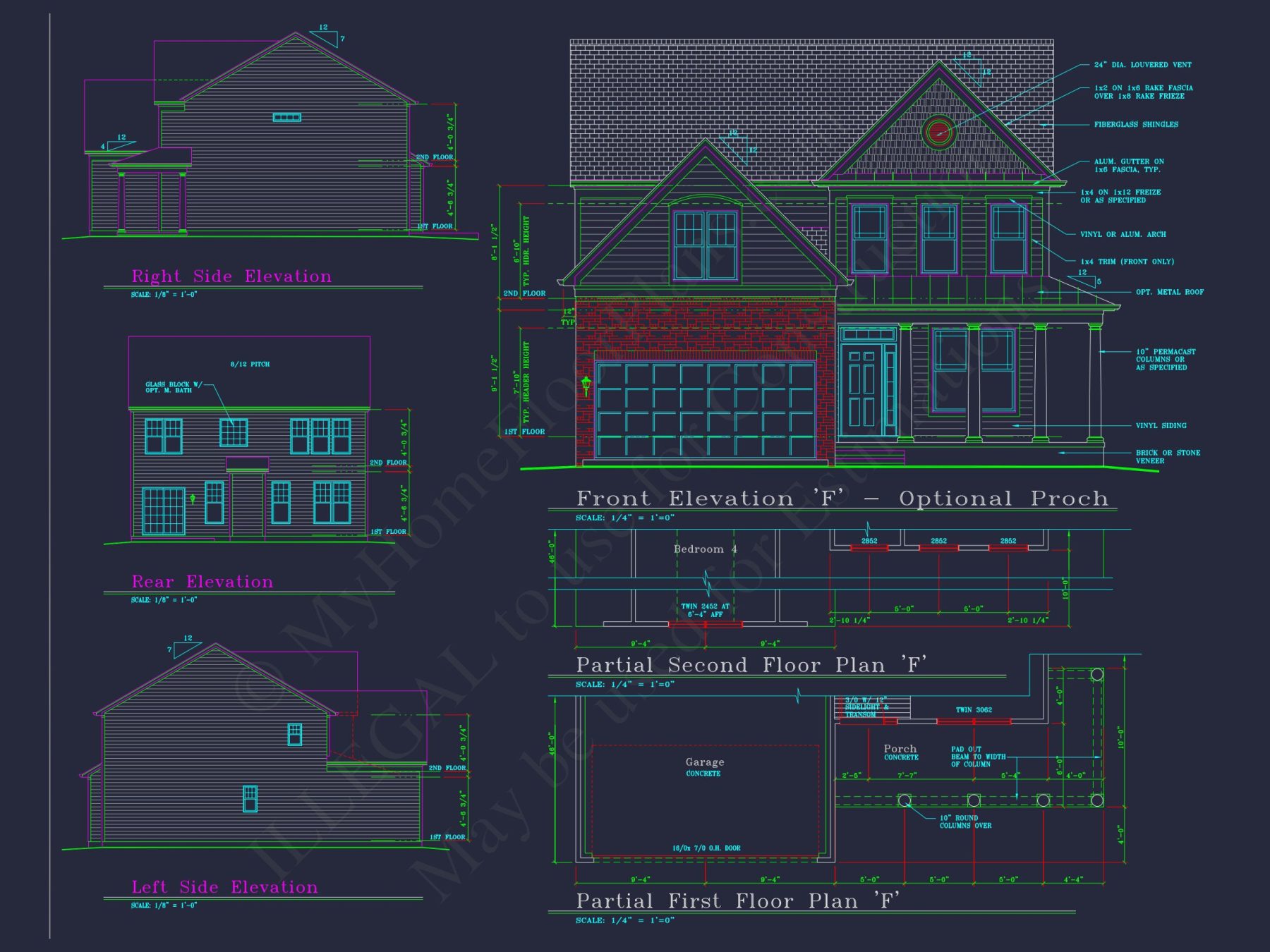 Colonial-Style 2-Story house Blueprint with 4 Bedrooms