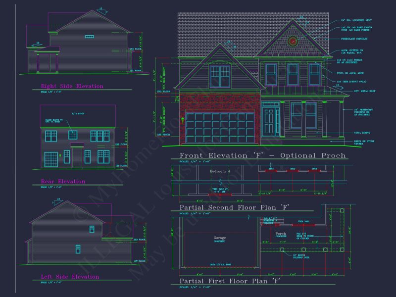 Colonial-Style 2-Story house Blueprint with 4 Bedrooms