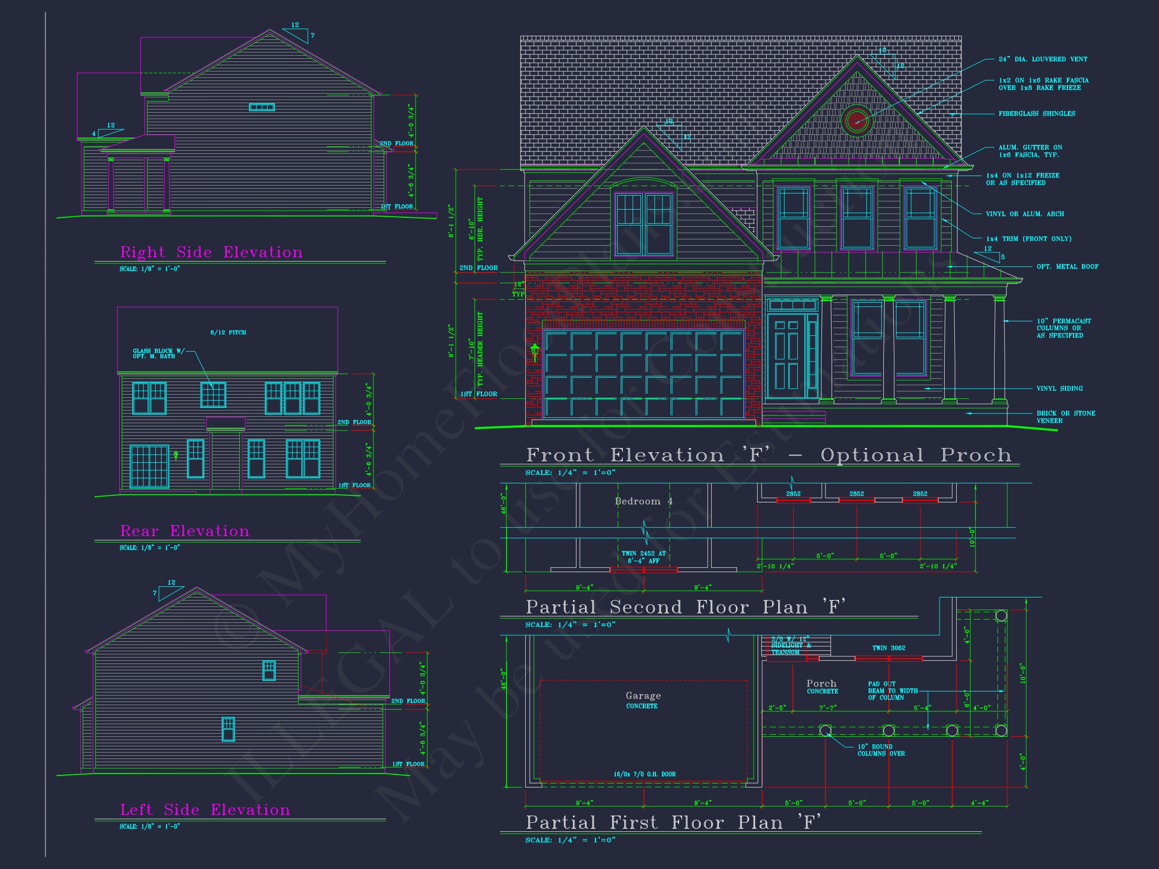 Colonial-Style 2-Story Home Blueprint with 4 Bedrooms