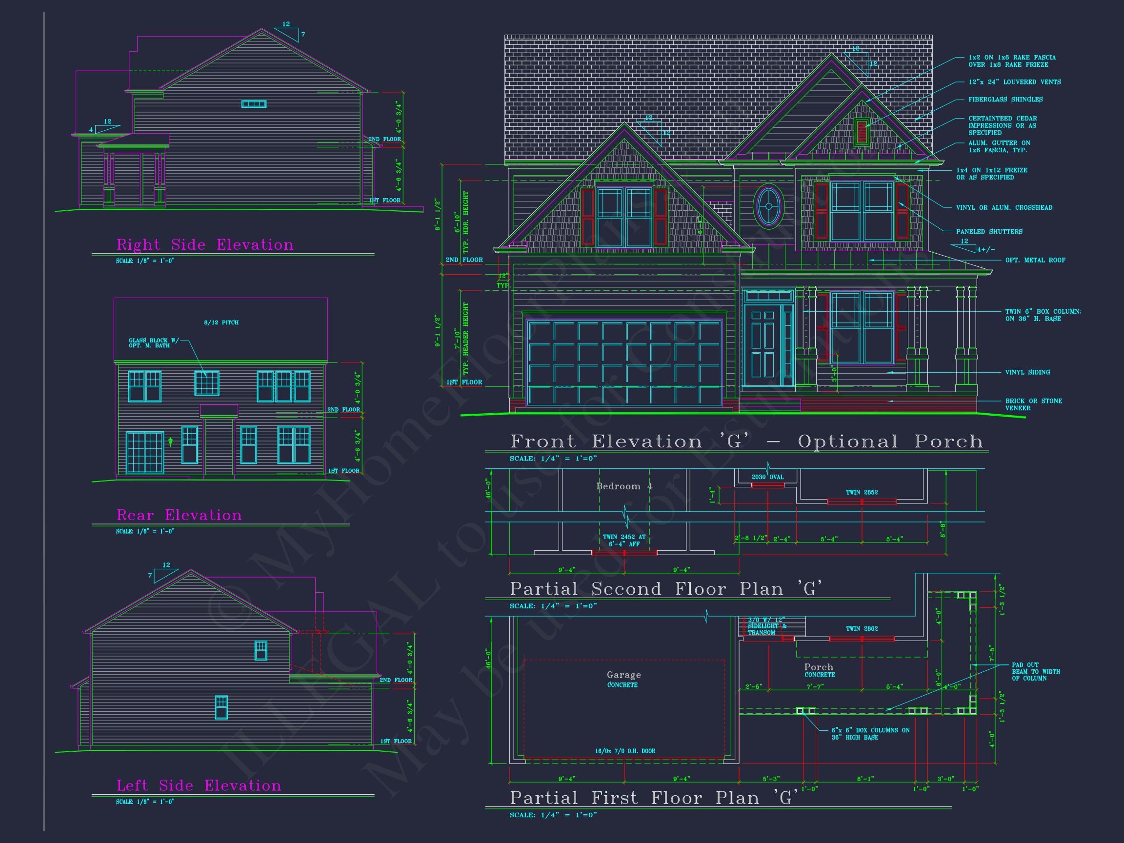 Colonial-Style 2-Story Home Blueprint with 4 Bedrooms