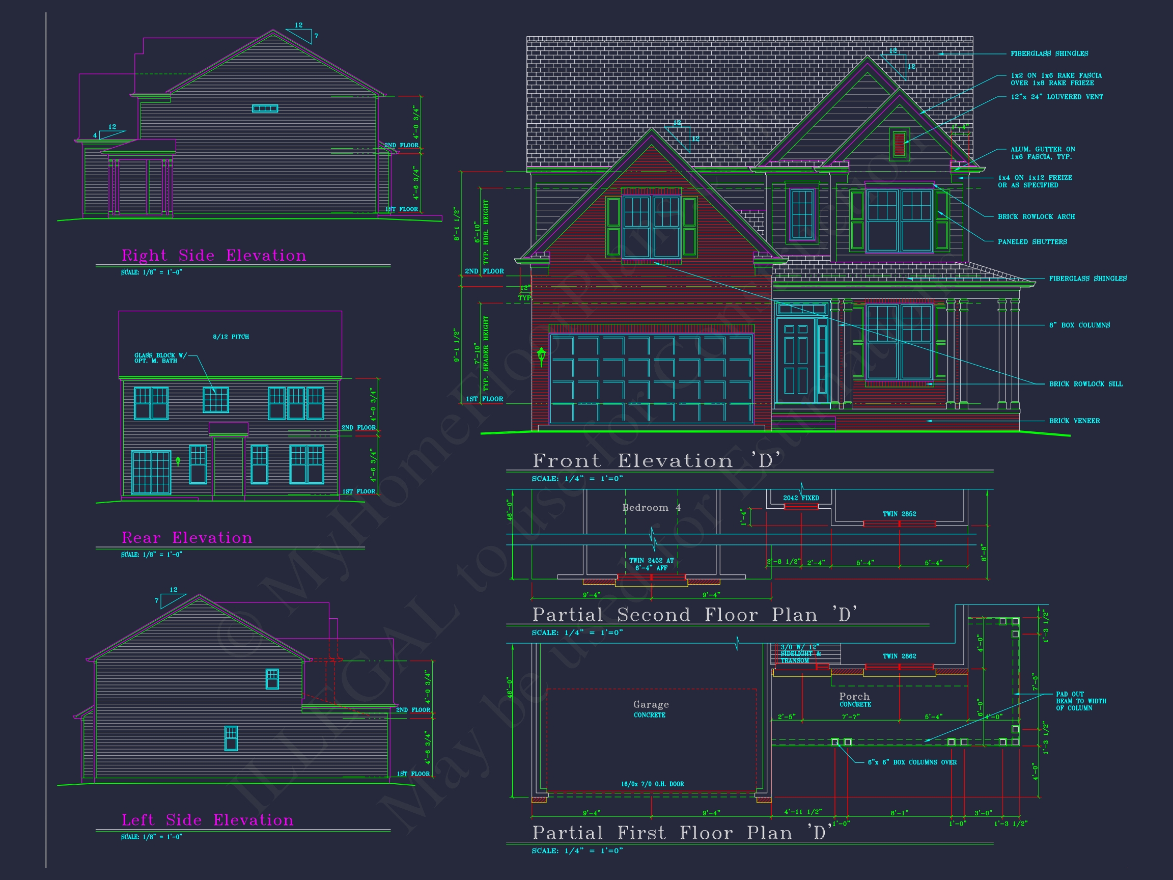 Colonial-Style 2-Story Home Blueprint with 4 Bedrooms