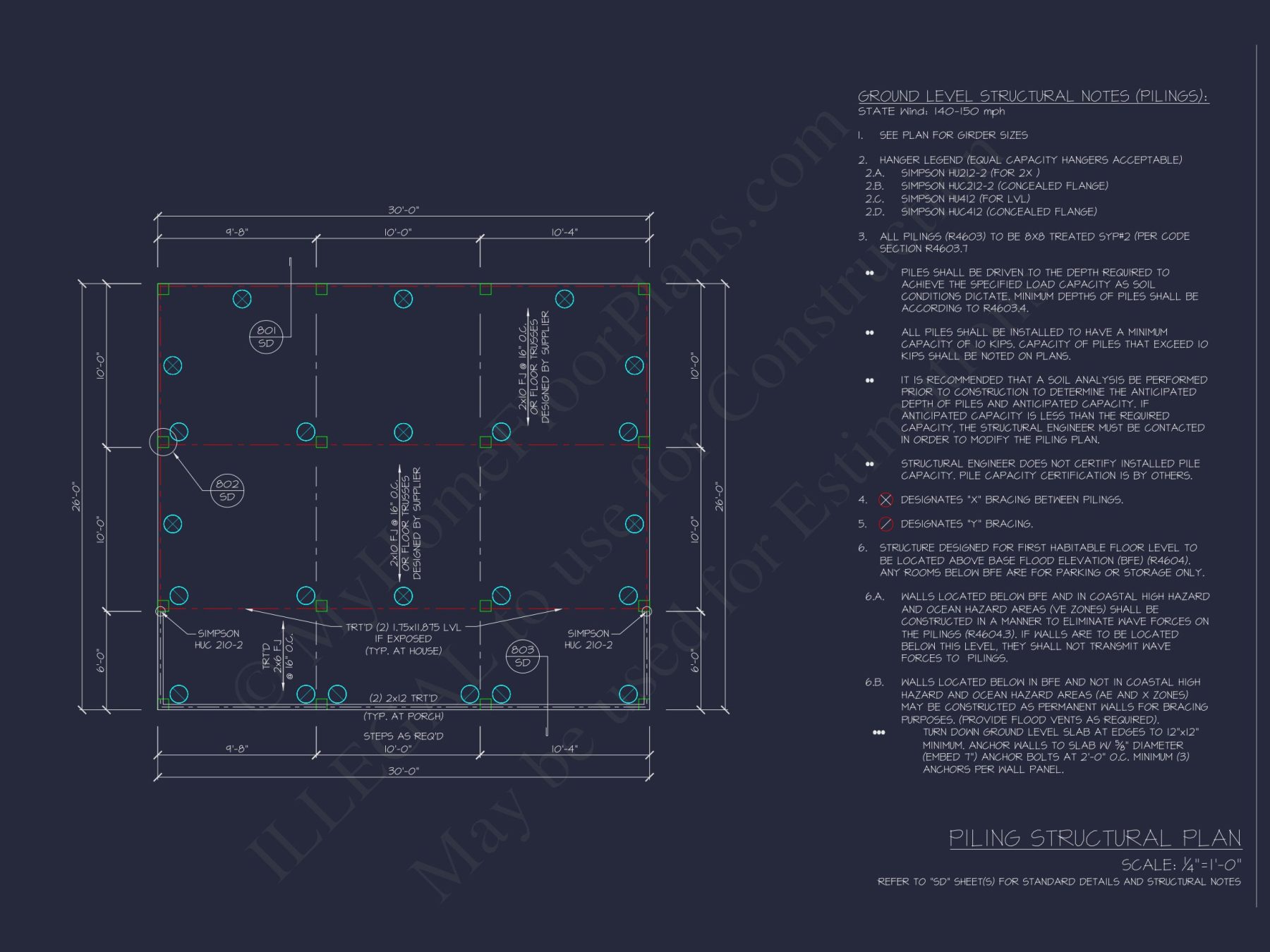 Compact Beach house Plan with 1-Story CAD Designs & Blueprint