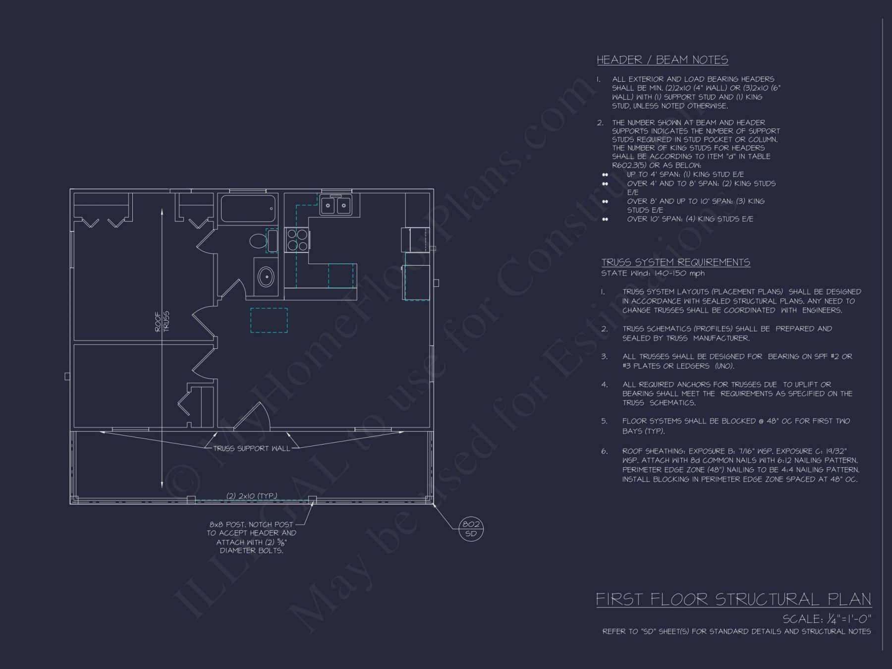 Compact Beach house Plan with 1-Story CAD Designs & Blueprint