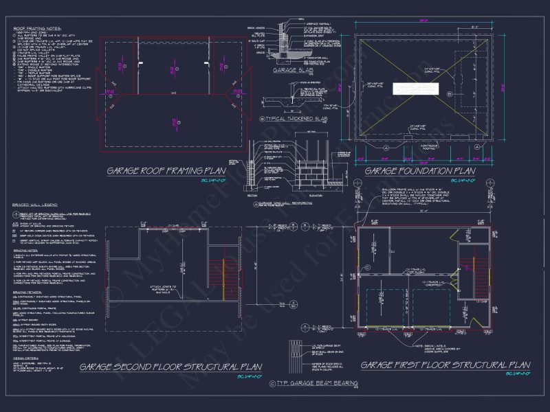 Compact Garage Floor Plan with Living Space - CAD Blueprint