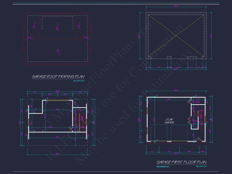 Compact Garage Floor Plan with Living Space - CAD Blueprint