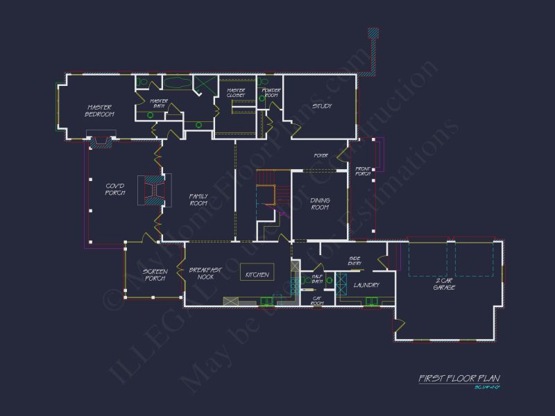 Compact Garage Floor Plan with Living Space - CAD Blueprint