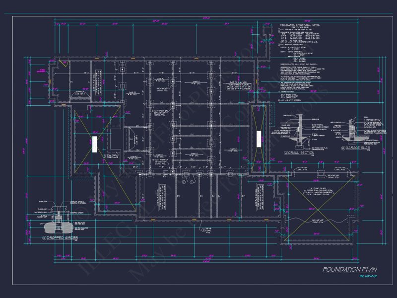 Compact Garage Floor Plan with Living Space - CAD Blueprint