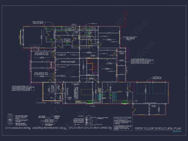 Compact Garage Floor Plan with Living Space - CAD Blueprint
