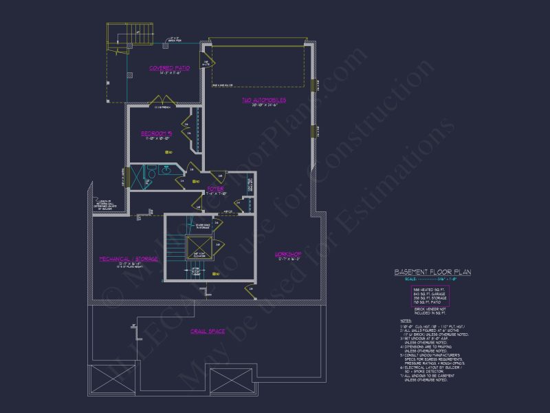 Compact Garage house Plan with 2 Stories and 1 Bedroom