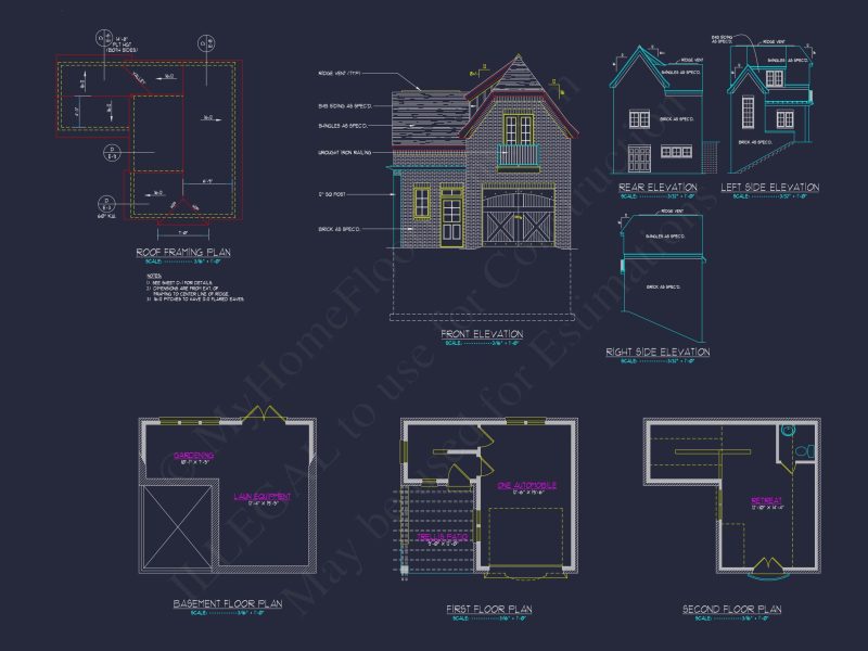 Compact Garage house Plan with 2 Stories and 1 Bedroom