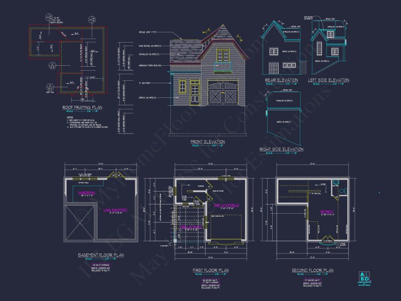 Compact Garage house Plan with 2 Stories and 1 Bedroom